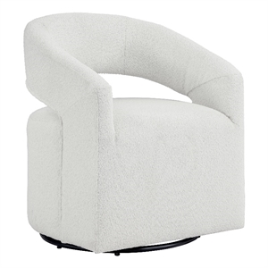 Pemberly Row Contemporary Fabric Armchair with Curved Armrests in White