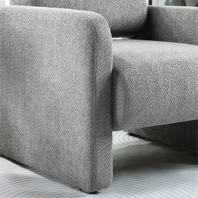 Pemberly Row Contemporary Fabric Armchair with Rounded Corners in Gray