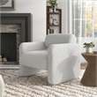 Pemberly Row Contemporary Fabric Armchair with Rounded Corners in White