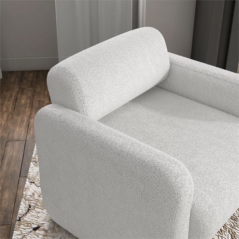 Pemberly Row Contemporary Fabric Armchair with Rounded Corners in White