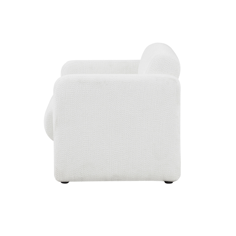 Pemberly Row Contemporary Fabric Armchair with Rounded Corners in White