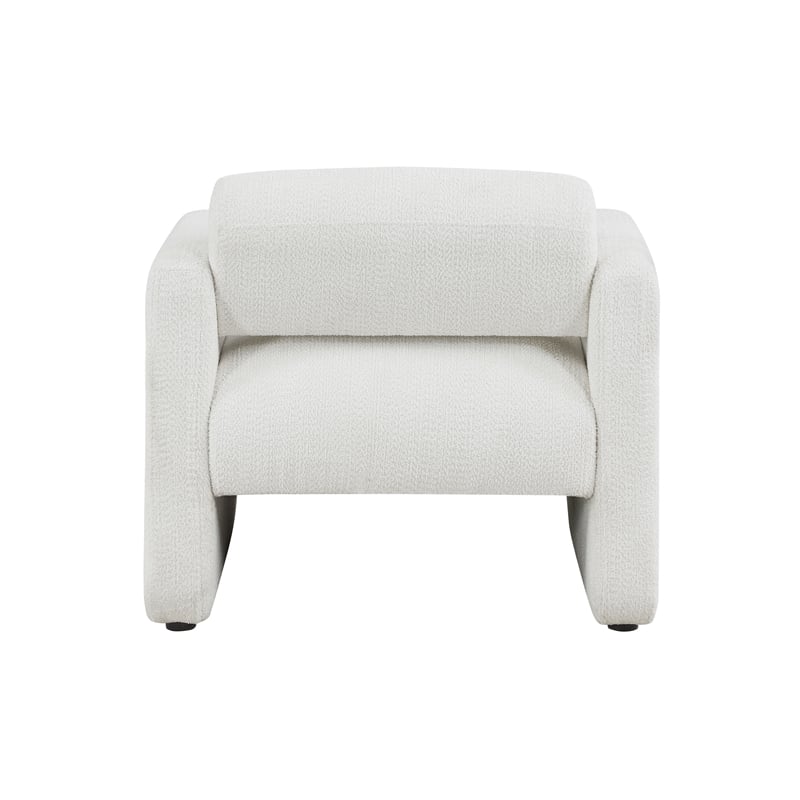 Pemberly Row Contemporary Fabric Armchair with Rounded Corners in White
