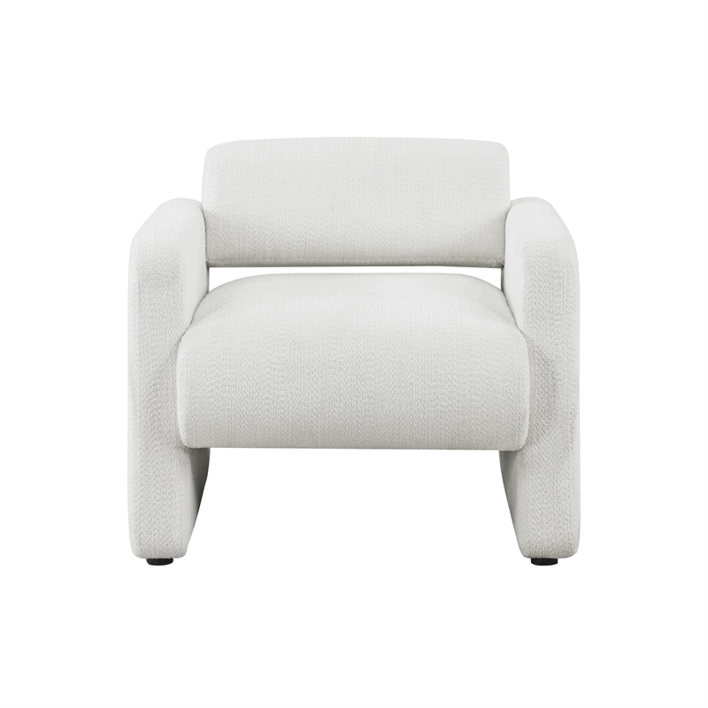 Pemberly Row Contemporary Fabric Armchair with Rounded Corners in White
