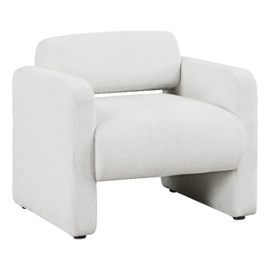 Pemberly Row Contemporary Fabric Armchair with Rounded Corners in White