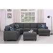 Pemberly Row 8-Piece Fabric Upholstered Sectional w/ Console & Chaise-Dark Gray