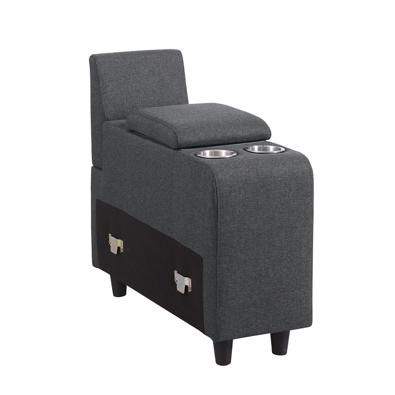 Pemberly Row 8-Piece Fabric Upholstered Sectional w/ Console & Ottoman-Dark Gray