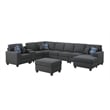 Pemberly Row 9-Piece Fabric Upholstered Sectional w/ Chaise & Console-Dark Gray