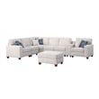 Pemberly Row 8 - Piece Fabric Upholstered Sectional With Console & Ottoman-Beige