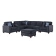Pemberly Row 8 - Piece Fabric Upholstered Sectional With Console & Ottoman-Black