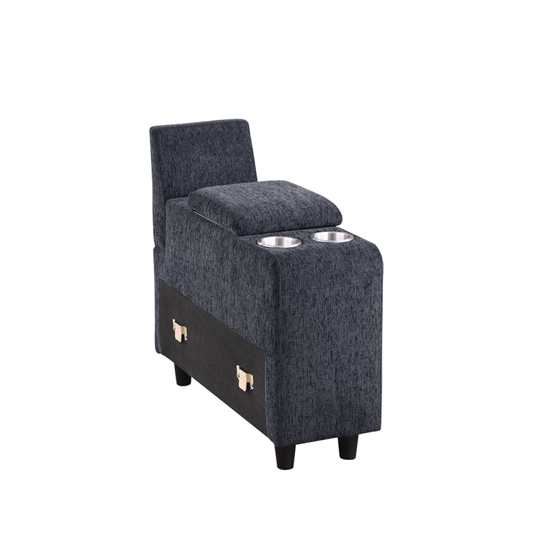 Pemberly Row 8 - Piece Fabric Upholstered Sectional With Console & Ottoman-Black