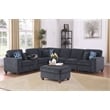 Pemberly Row 8 - Piece Fabric Upholstered Sectional With Console & Ottoman-Black