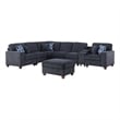 Pemberly Row 8 - Piece Fabric Upholstered Sectional With Console & Ottoman-Black