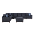 Pemberly Row 9-Piece Fabric Upholstered Sectional With Console & Ottoman-Black