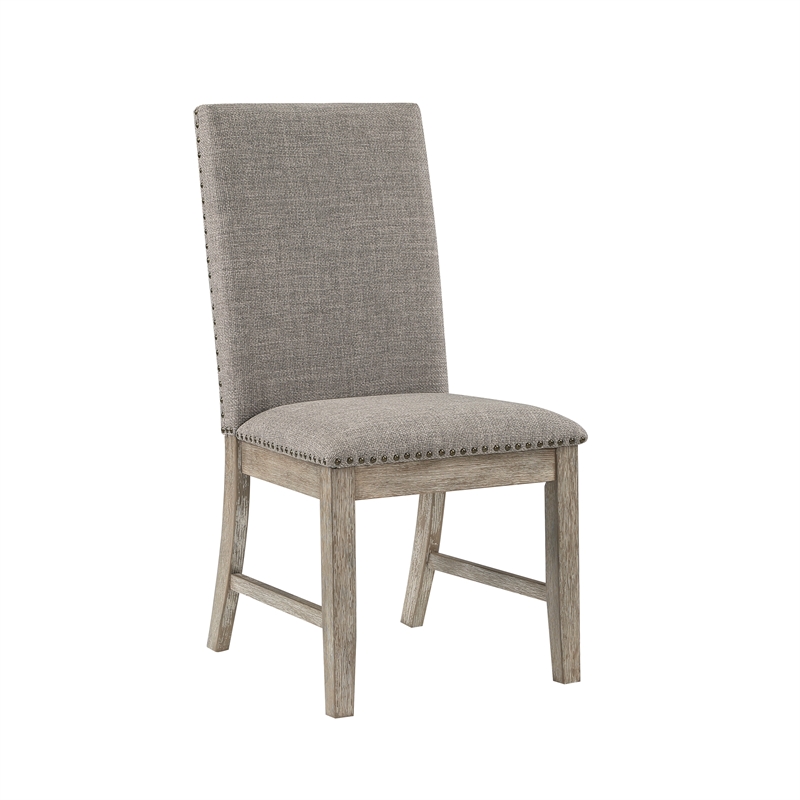 Pemberly Row Wood and Fabric Dining Chairs in Brownish Gray (Set of 2)