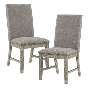 Pemberly Row Wood and Fabric Dining Chairs in Brownish Gray (Set of 2)