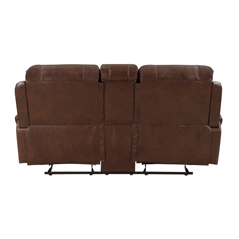 Pemberly Row 2-Piece Faux Leather Manual Reclining Sofa Set in Brown