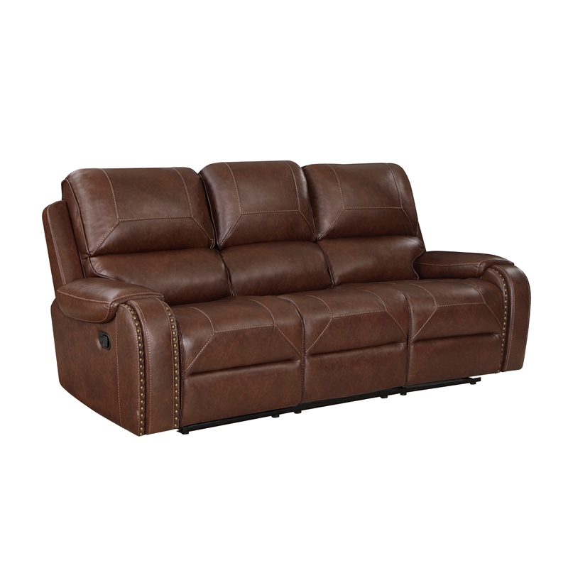 Pemberly Row 2-Piece Faux Leather Manual Reclining Sofa Set in Brown