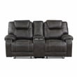 Pemberly Row Microfiber Double Manual Reclining Loveseat in Chocolate