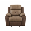 Pemberly Row Polished Microfiber Glider Manual Reclining Chair in Brown