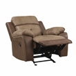Pemberly Row Polished Microfiber Glider Manual Reclining Chair in Brown