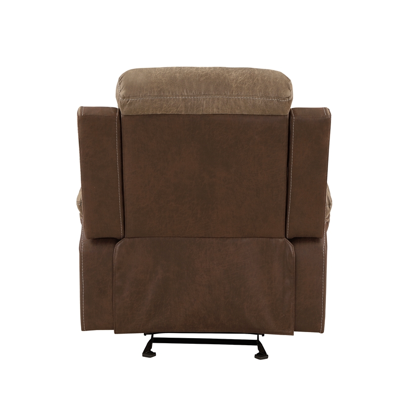 Pemberly Row Polished Microfiber Glider Manual Reclining Chair in Brown