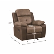 Pemberly Row Polished Microfiber Glider Manual Reclining Chair in Brown