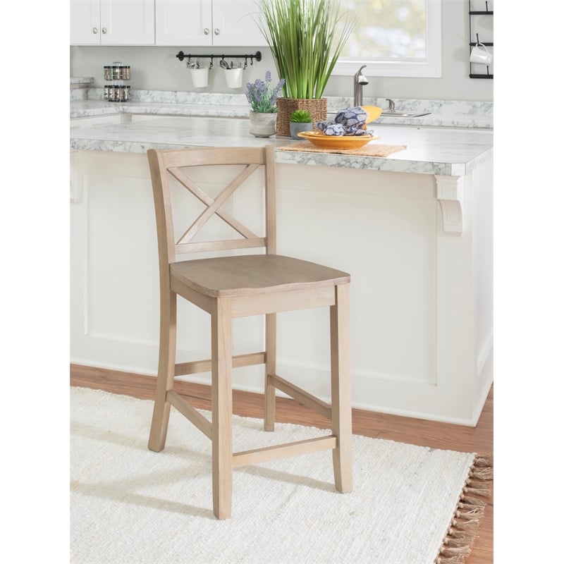 Pemberly Row Sturdy Solid Rubberwood X Back 24