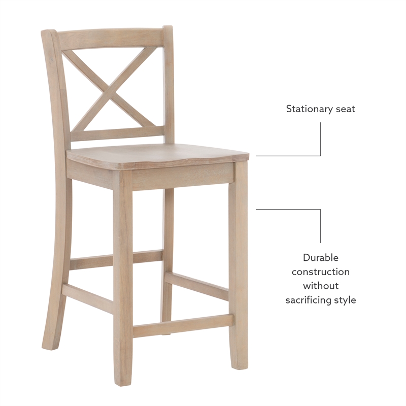 Pemberly Row Sturdy Solid Rubberwood X Back 24