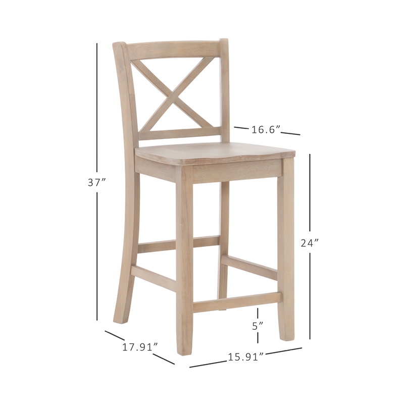 Pemberly Row Sturdy Solid Rubberwood X Back 24