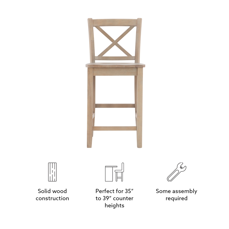 Pemberly Row Sturdy Solid Rubberwood X Back 24
