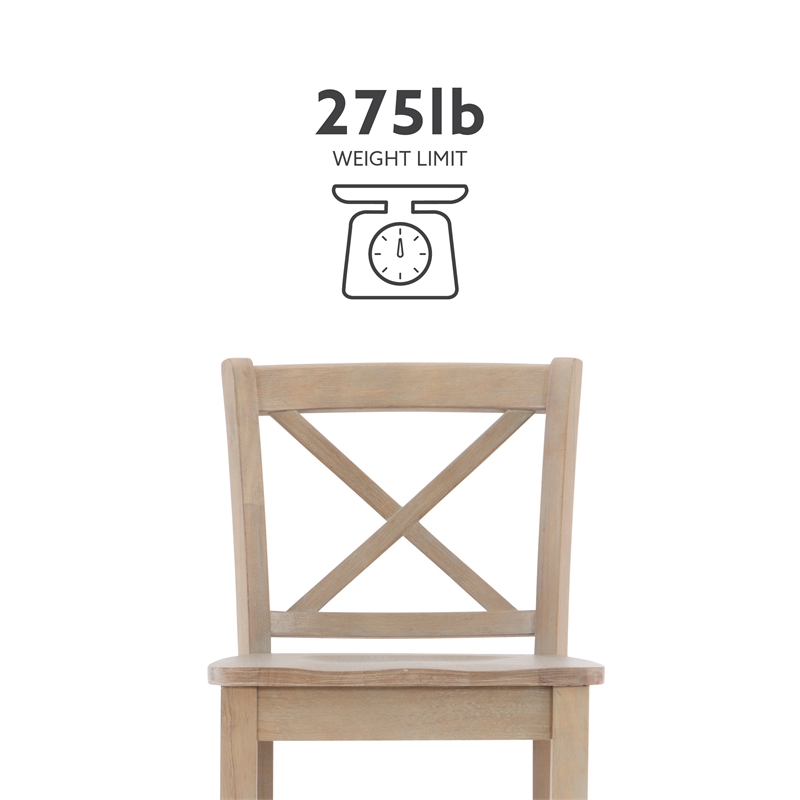 Pemberly Row Sturdy Solid Rubberwood X Back 24