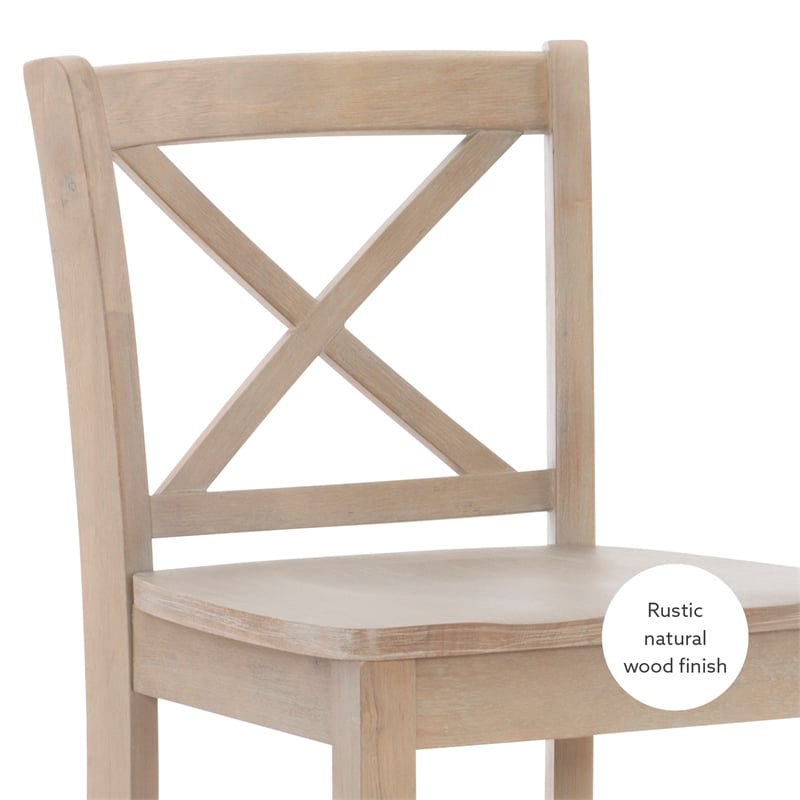 Pemberly Row Sturdy Solid Rubberwood X Back 24