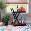 Pemberly Row Dark Rustic Wood 2 Level Rolling Bar Cart with Metal Frame in Black
