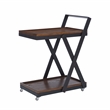 Pemberly Row Dark Rustic Wood 2 Level Rolling Bar Cart with Metal Frame in Black