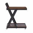 Pemberly Row Dark Rustic Wood 2 Level Rolling Bar Cart with Metal Frame in Black