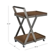 Pemberly Row Dark Rustic Wood 2 Level Rolling Bar Cart with Metal Frame in Black