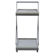 Pemberly Row Antique White Wood 2 Level Rolling Bar Cart Metal Frame in Pewter