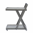 Pemberly Row Antique White Wood 2 Level Rolling Bar Cart Metal Frame in Pewter