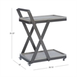 Pemberly Row Antique White Wood 2 Level Rolling Bar Cart Metal Frame in Pewter