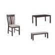 Pemberly Row Rustic Wood 6 Pcs Upholstered Dining Set 4 Chairs & Bench in Brown