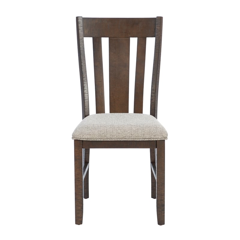Pemberly Row Rustic Wood 6 Pcs Upholstered Dining Set 4 Chairs & Bench in Brown