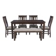 Pemberly Row Rustic Wood 6 Pcs Upholstered Dining Set 4 Chairs & Bench in Brown