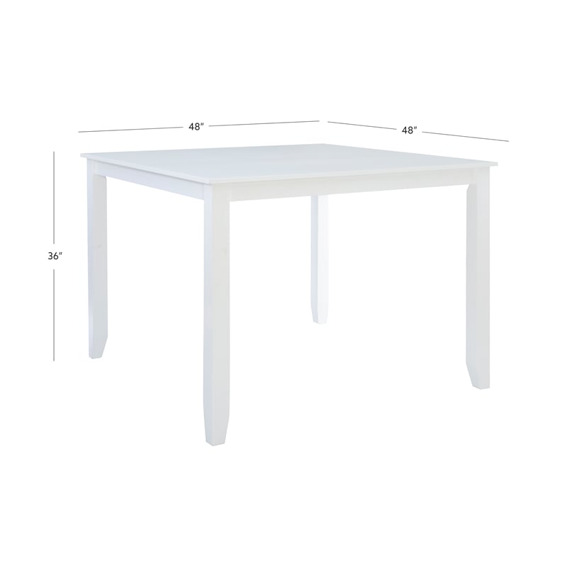 Pemberly Row Square Counter Height Acacia Wood Dining Table in Pure White