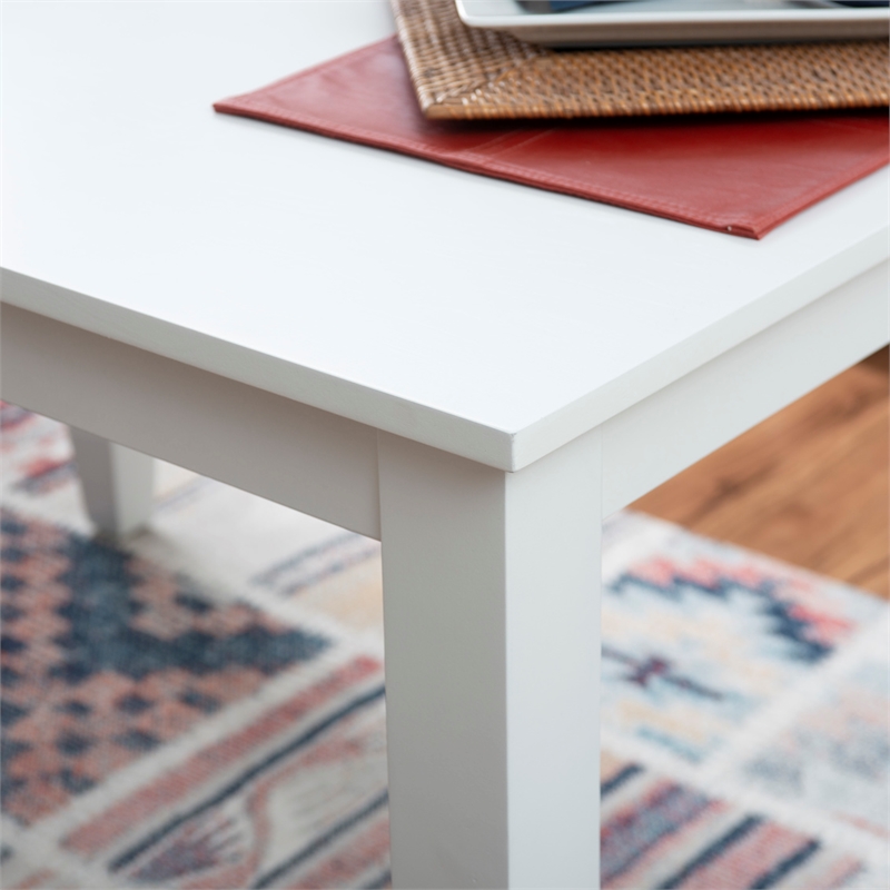 Pemberly Row Wood Casual Rectangle Dining Height Table Seating for 6 in White