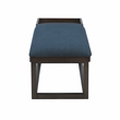 Pemberly Row Wood Navy Upholstered Bench w/ Removable Storage Tray in Dark Brown