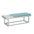 Pemberly Row Wood Aqua Upholstered Bench w/ Removable Storage Tray in Whitewash