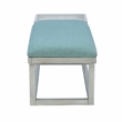 Pemberly Row Wood Aqua Upholstered Bench w/ Removable Storage Tray in Whitewash