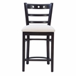 Pemberly Row Beechwood Set of 2 Padded Seat Ladder Back Counter Stools in Black