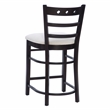 Pemberly Row Beechwood Set of 2 Padded Seat Ladder Back Counter Stools in Black