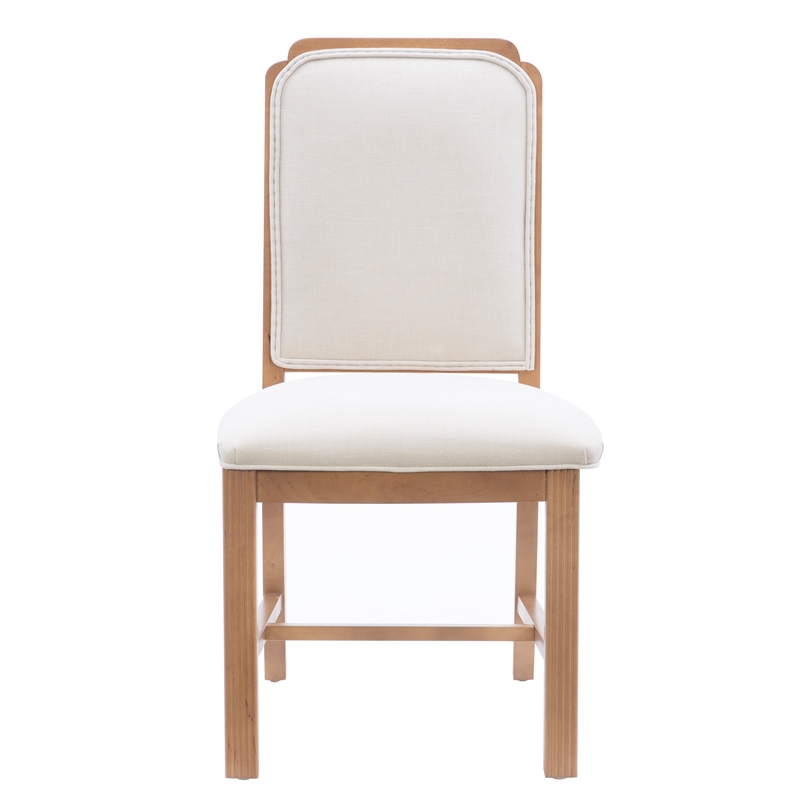 Pemberly Row Solid Beechwood Set of 2 Padded Back and Seat Side Chairs in Brown